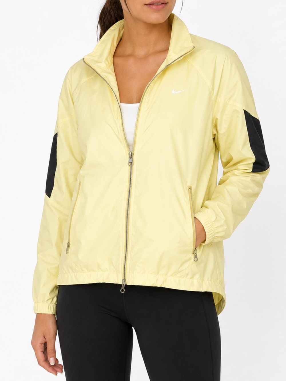 Nike Women's Windbreaker Jacket Pale Baby Butter Yellow Lightweight Size Small